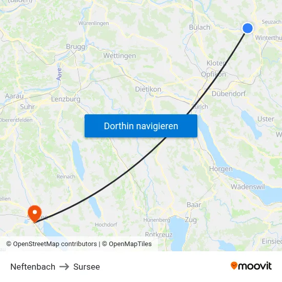 Neftenbach to Sursee map