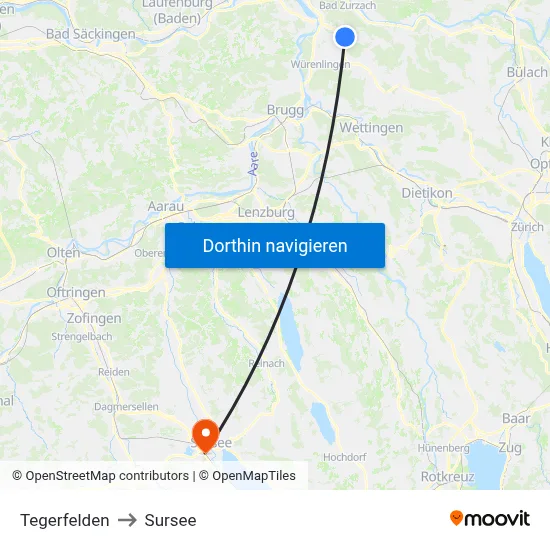 Tegerfelden to Sursee map
