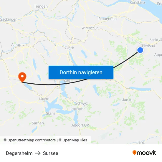 Degersheim to Sursee map