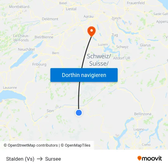 Stalden (Vs) to Sursee map