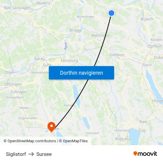 Siglistorf to Sursee map