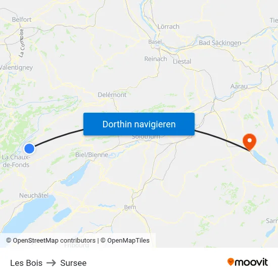 Les Bois to Sursee map