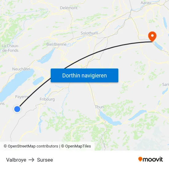 Valbroye to Sursee map