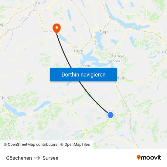 Göschenen to Sursee map