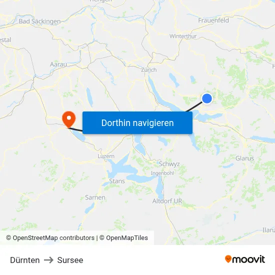 Dürnten to Sursee map