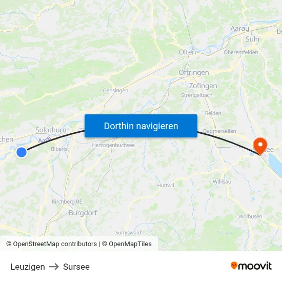 Leuzigen to Sursee map