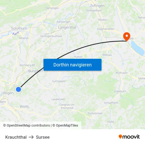 Krauchthal to Sursee map