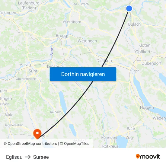 Eglisau to Sursee map