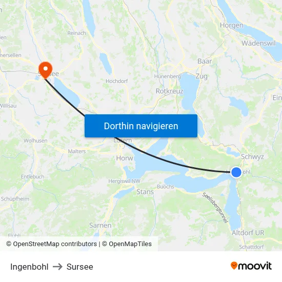Ingenbohl to Sursee map