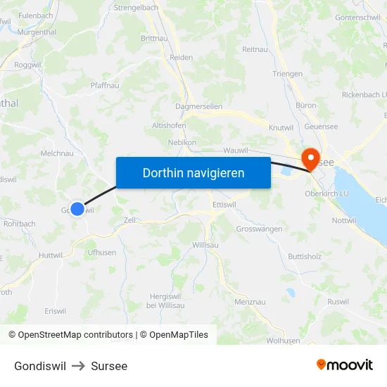 Gondiswil to Sursee map