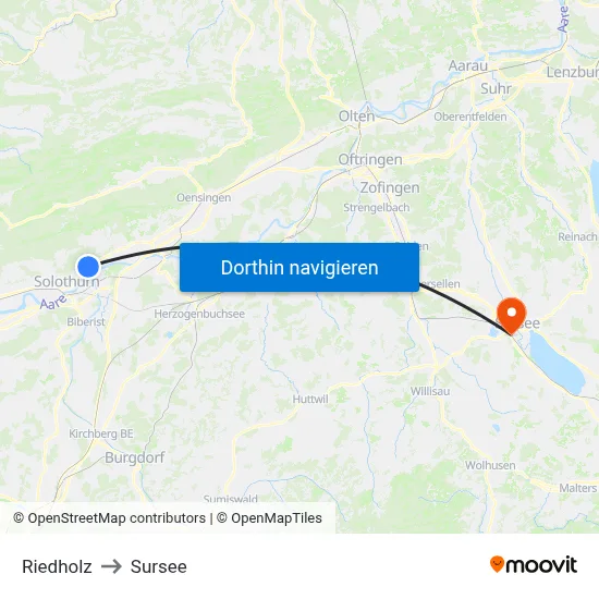 Riedholz to Sursee map