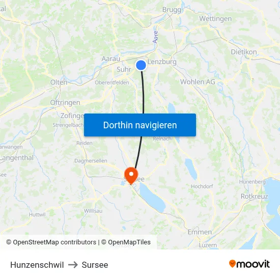 Hunzenschwil to Sursee map