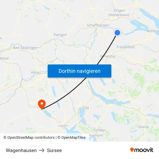 Wagenhausen to Sursee map