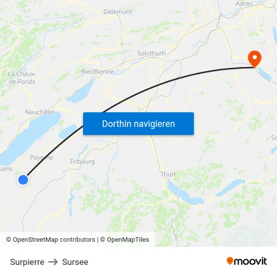 Surpierre to Sursee map