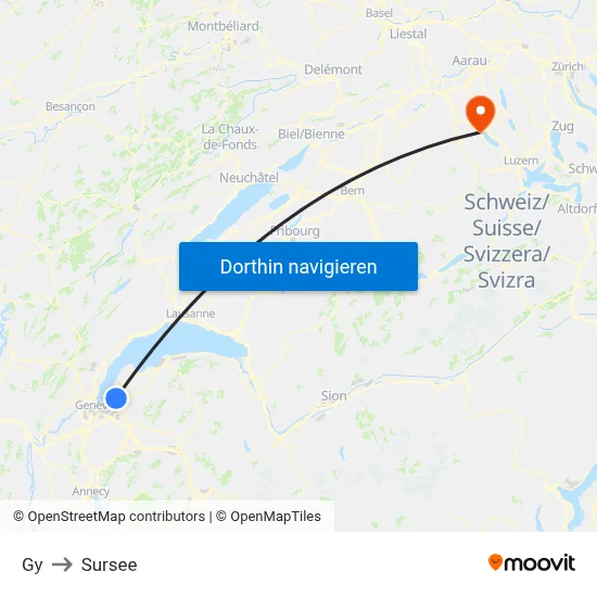 Gy to Sursee map