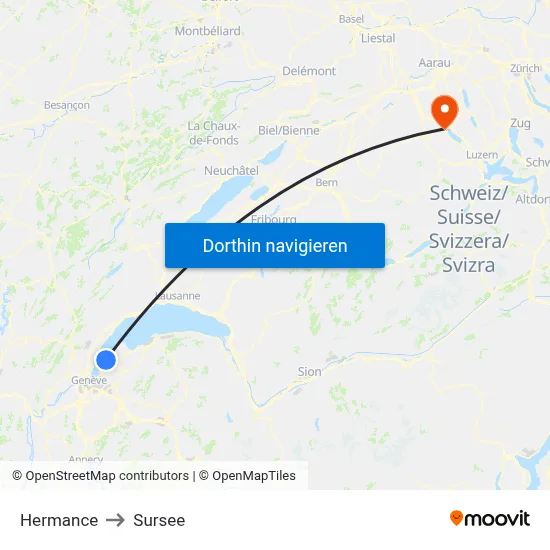 Hermance to Sursee map