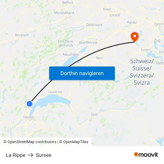 La Rippe to Sursee map