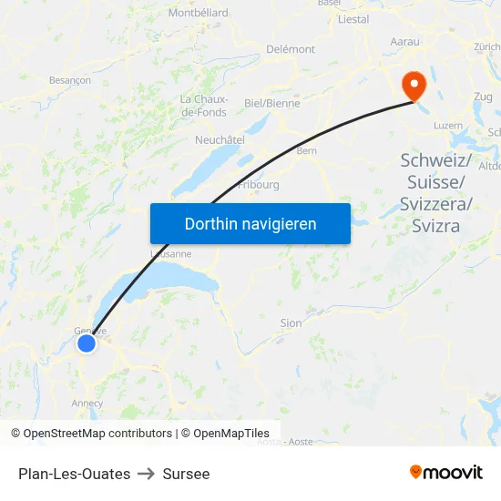 Plan-Les-Ouates to Sursee map