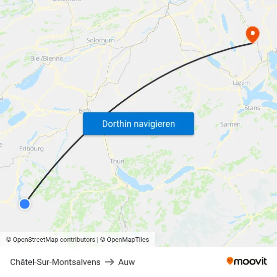 Châtel-Sur-Montsalvens to Auw map
