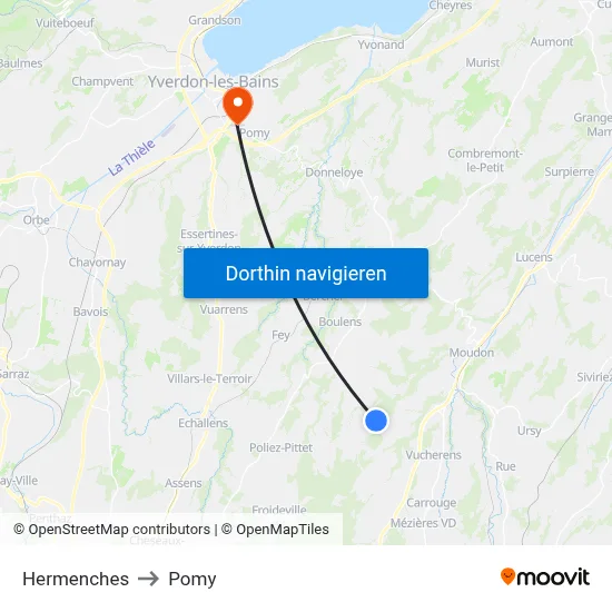 Hermenches to Pomy map