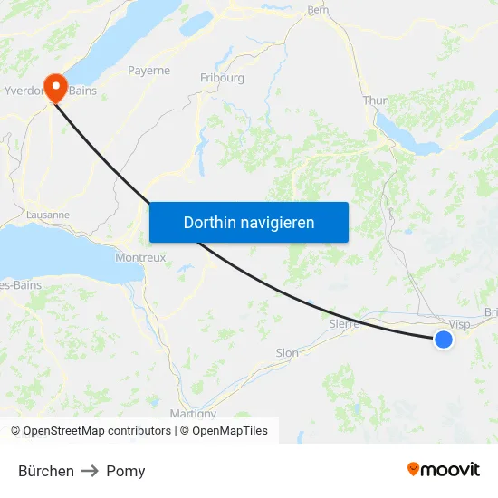 Bürchen to Pomy map