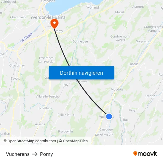 Vucherens to Pomy map