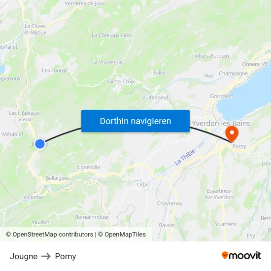 Jougne to Pomy map