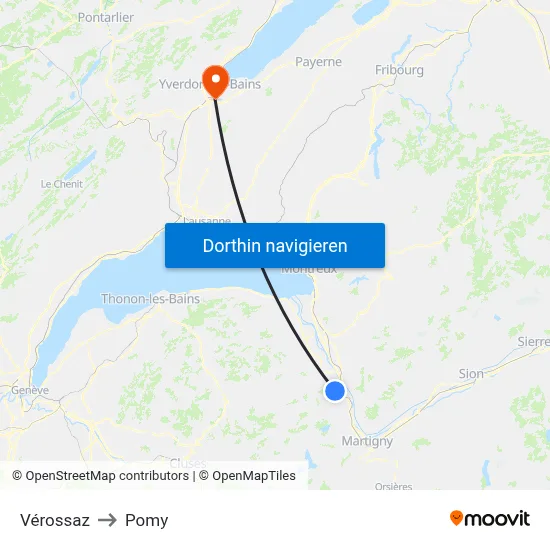 Vérossaz to Pomy map