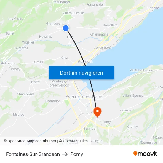 Fontaines-Sur-Grandson to Pomy map