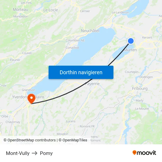 Mont-Vully to Pomy map