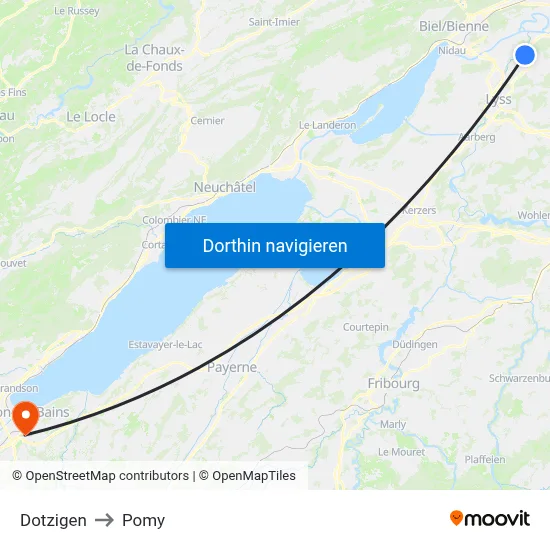 Dotzigen to Pomy map