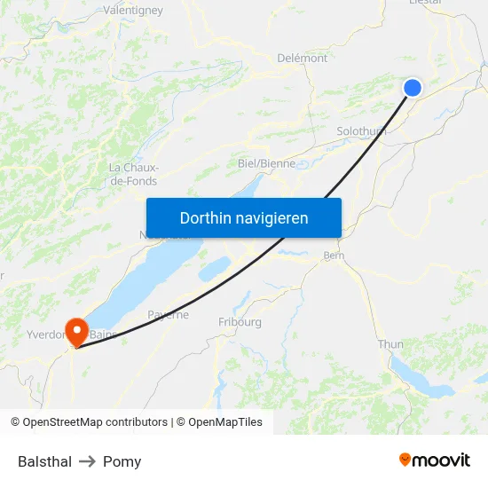 Balsthal to Pomy map