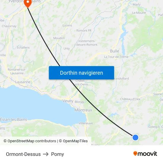 Ormont-Dessus to Pomy map
