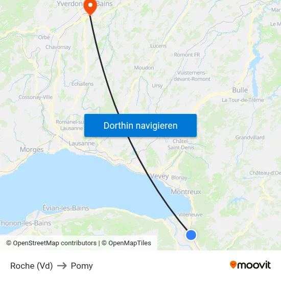 Roche (Vd) to Pomy map