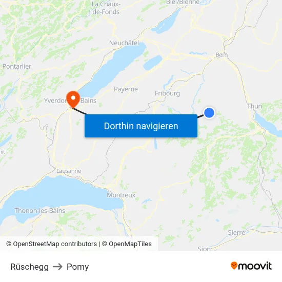 Rüschegg to Pomy map