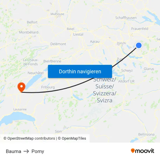 Bauma to Pomy map