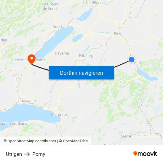 Uttigen to Pomy map
