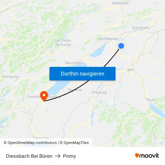 Diessbach Bei Büren to Pomy map