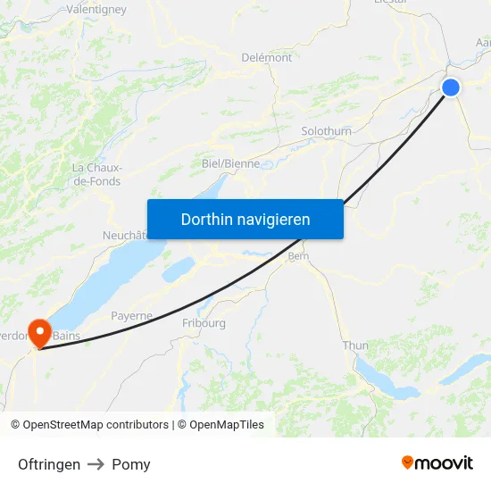 Oftringen to Pomy map