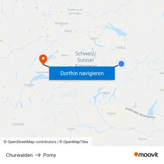 Churwalden to Pomy map