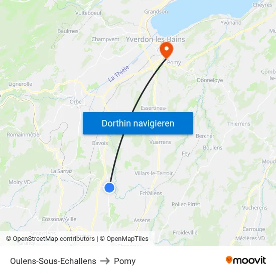 Oulens-Sous-Echallens to Pomy map