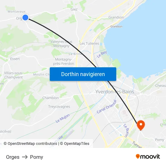 Orges to Pomy map