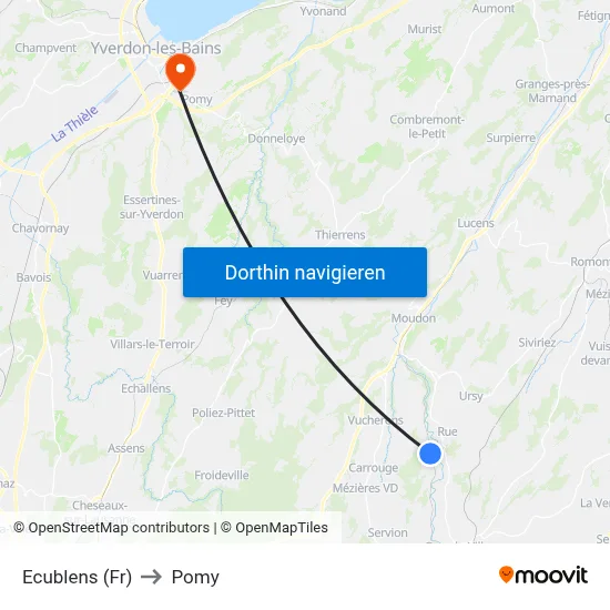 Ecublens (Fr) to Pomy map