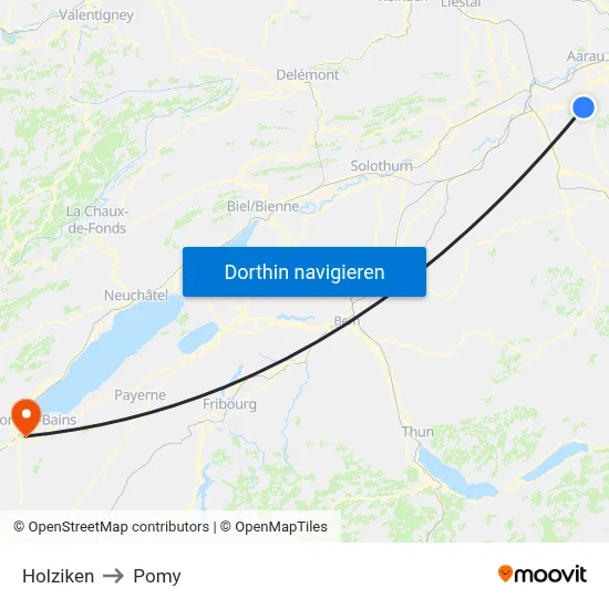 Holziken to Pomy map