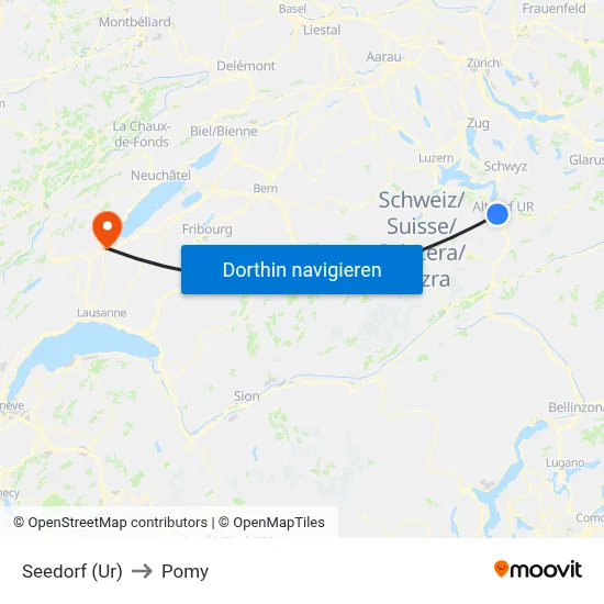 Seedorf (Ur) to Pomy map