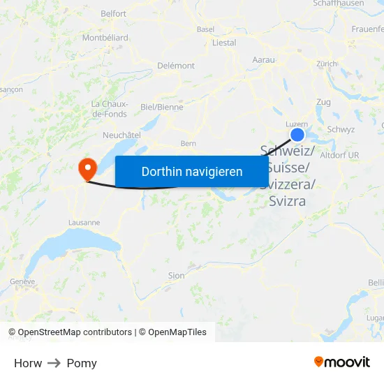 Horw to Pomy map
