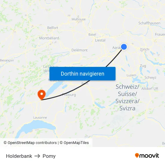 Holderbank to Pomy map