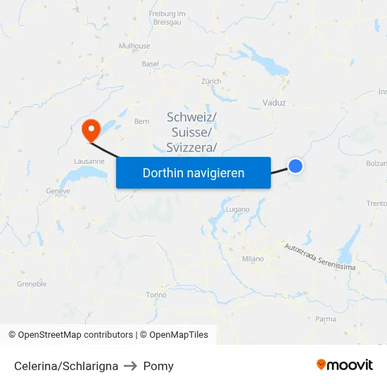 Celerina/Schlarigna to Pomy map