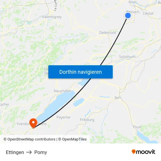 Ettingen to Pomy map