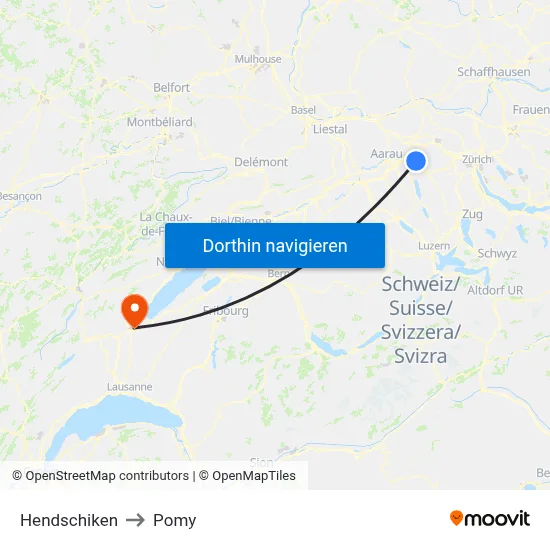 Hendschiken to Pomy map